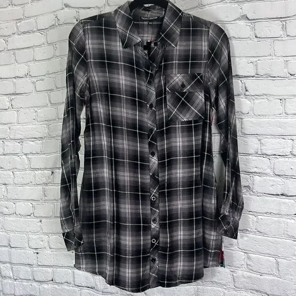 NEW Tolani Collection Neicy top button down plaid floral size XXS - Picture 3 of 14
